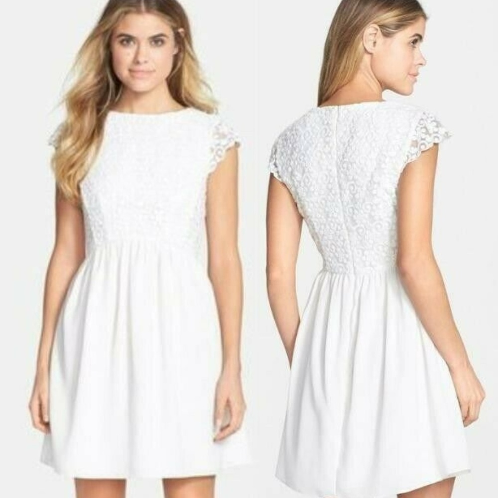 New French Connection White Floral Lace Dress 2 Bridal Shower Wedding